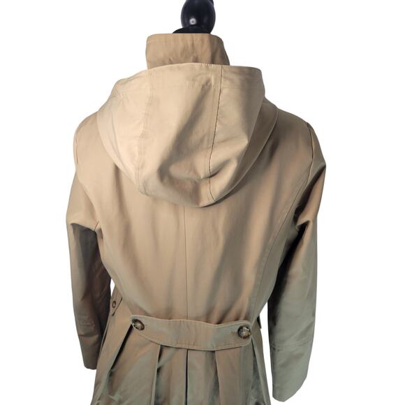 Calvin Klein Classic Tan Double-Breasted Trench Coat with Removable Hood - Picture 2 of 2
